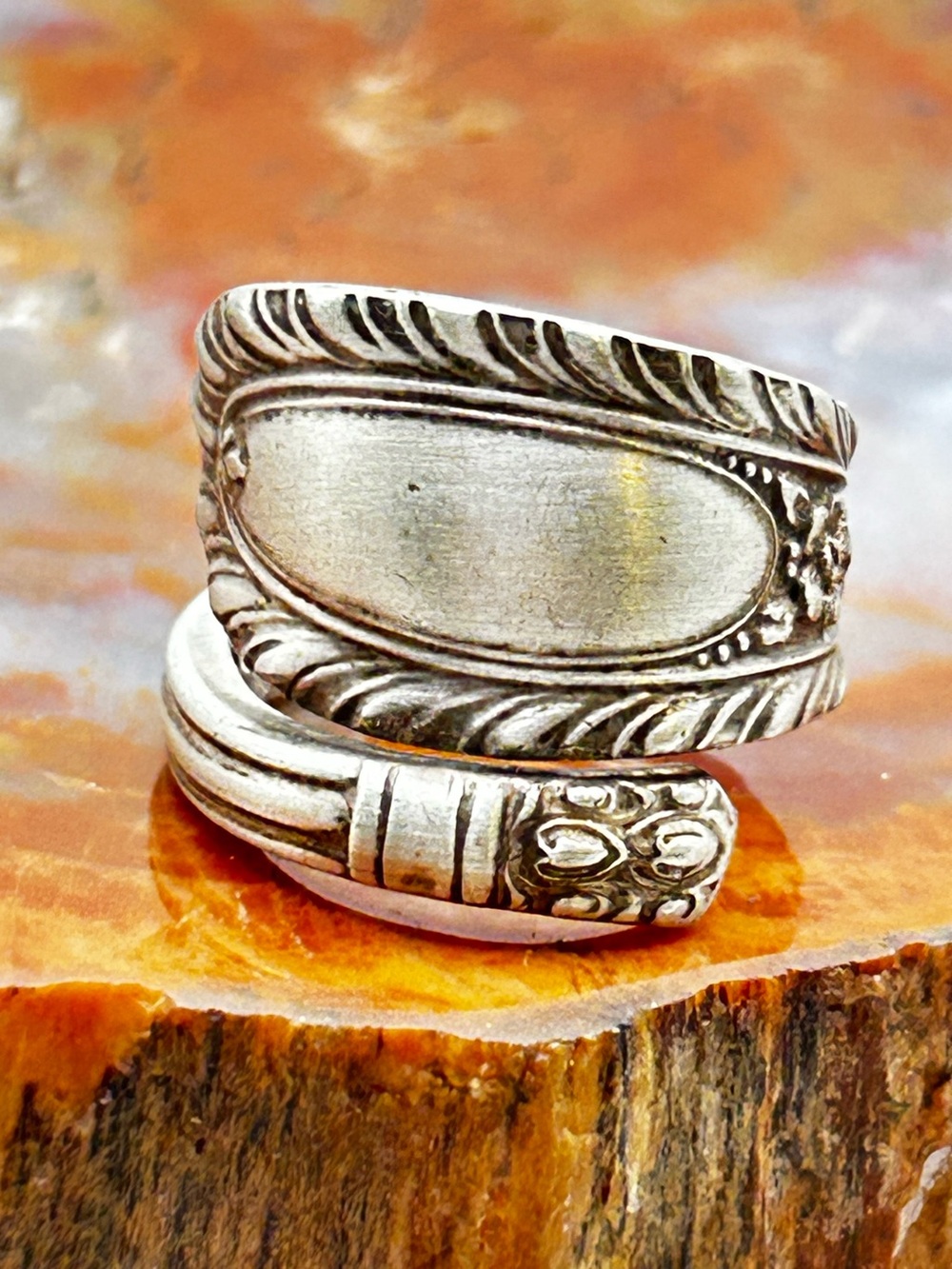 Chunky Sterling Silver Flatware Ring - Size 8
